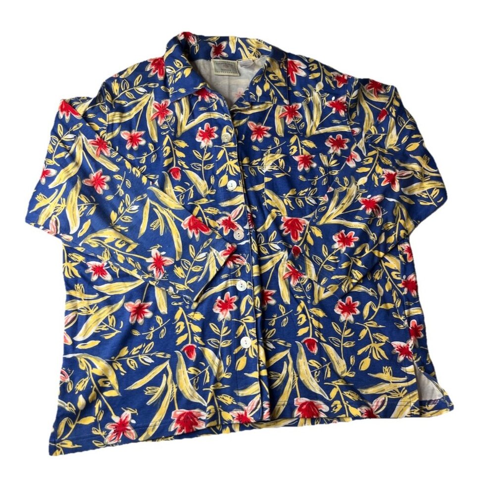 Susan Bristol Casuals Floral Long Sleeve Petite Large Removable‎ Shoulder Pads